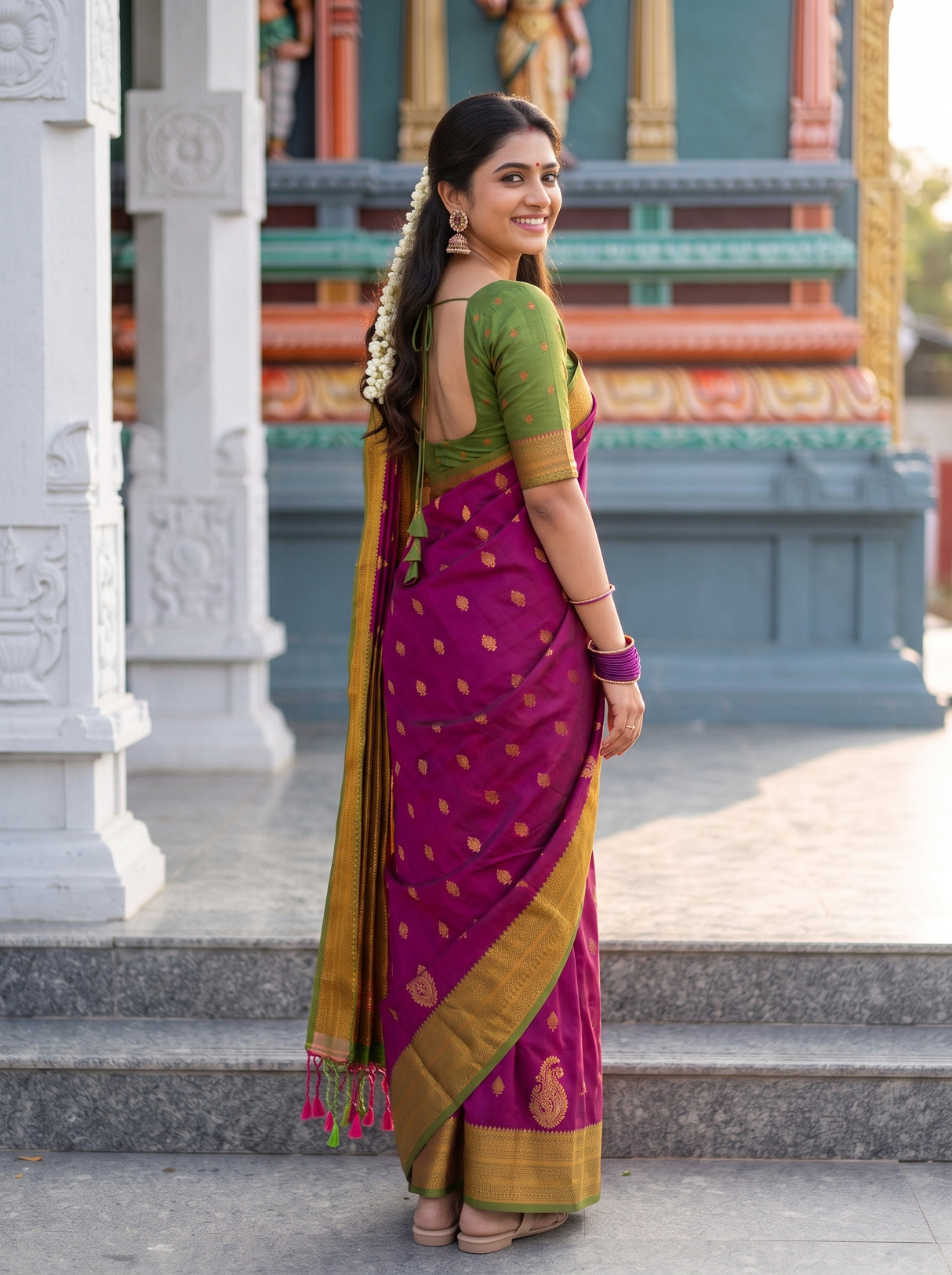 MIMOSA Wine Saree Saree — pose 7 styling detail
