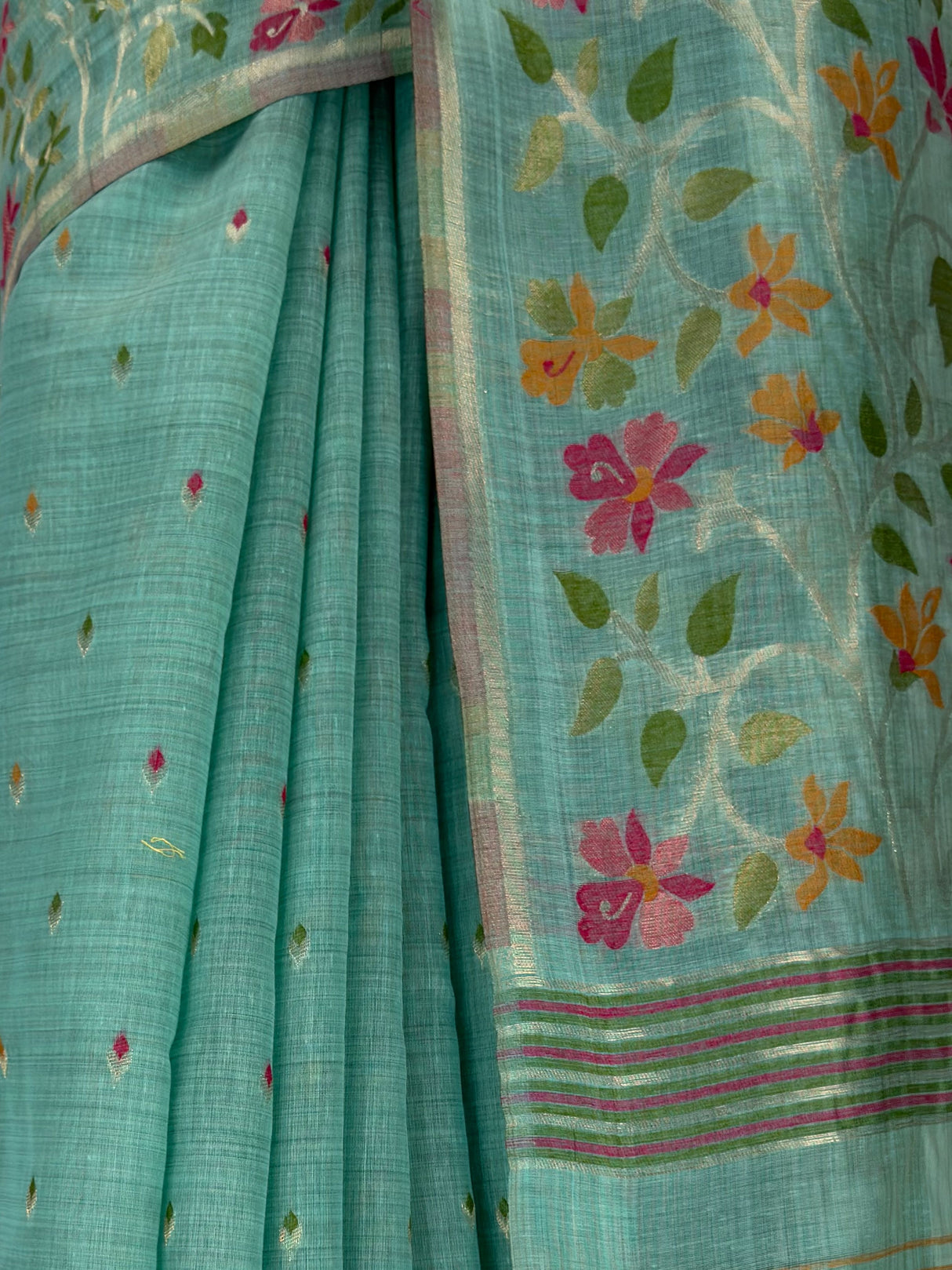 MIMOSA Rama Banarasi Linen Saree — fleets shot full lifestyle