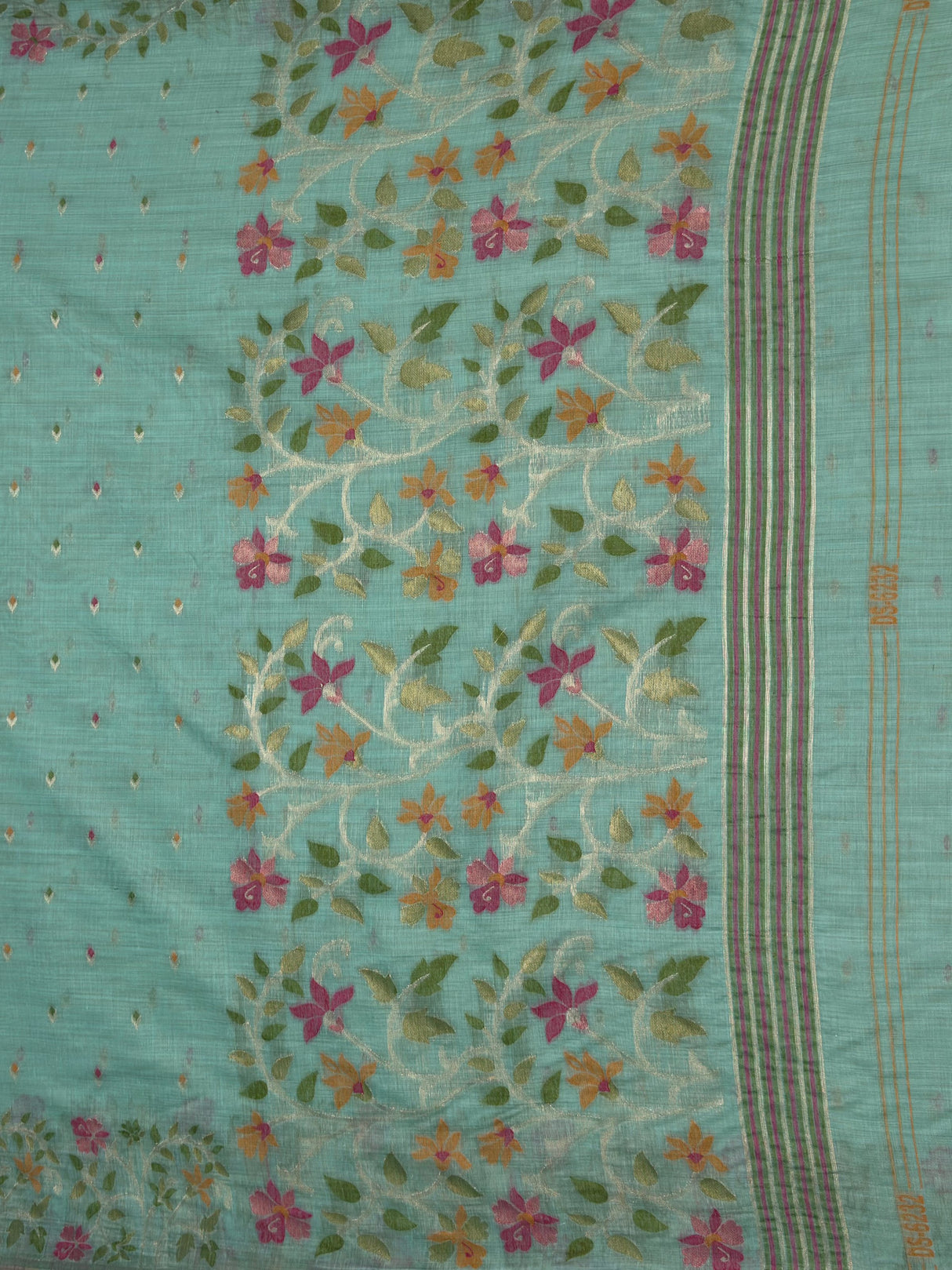 MIMOSA Rama Banarasi Linen Saree — pallu and zari work detail