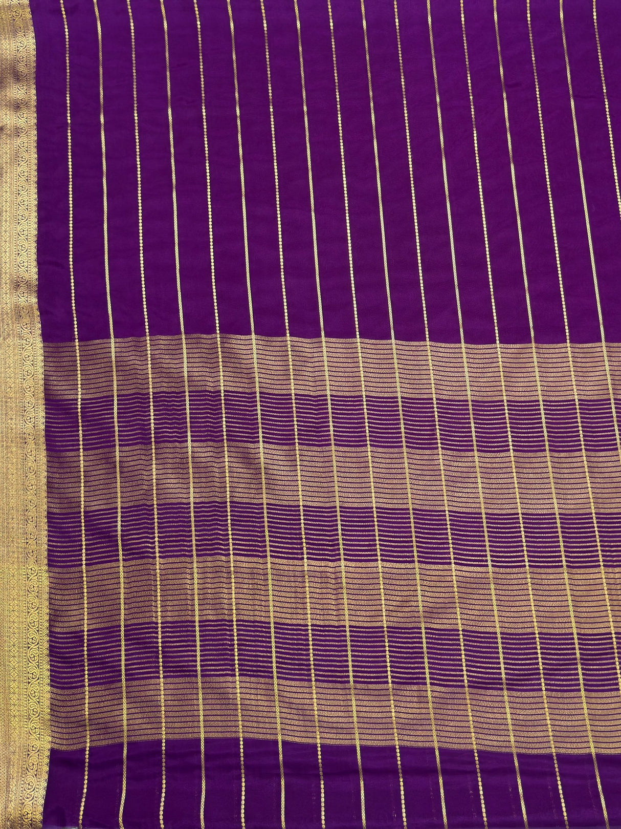 MIMOSA Jamun Mysore Silk Crepe Saree — pallu and zari work detail