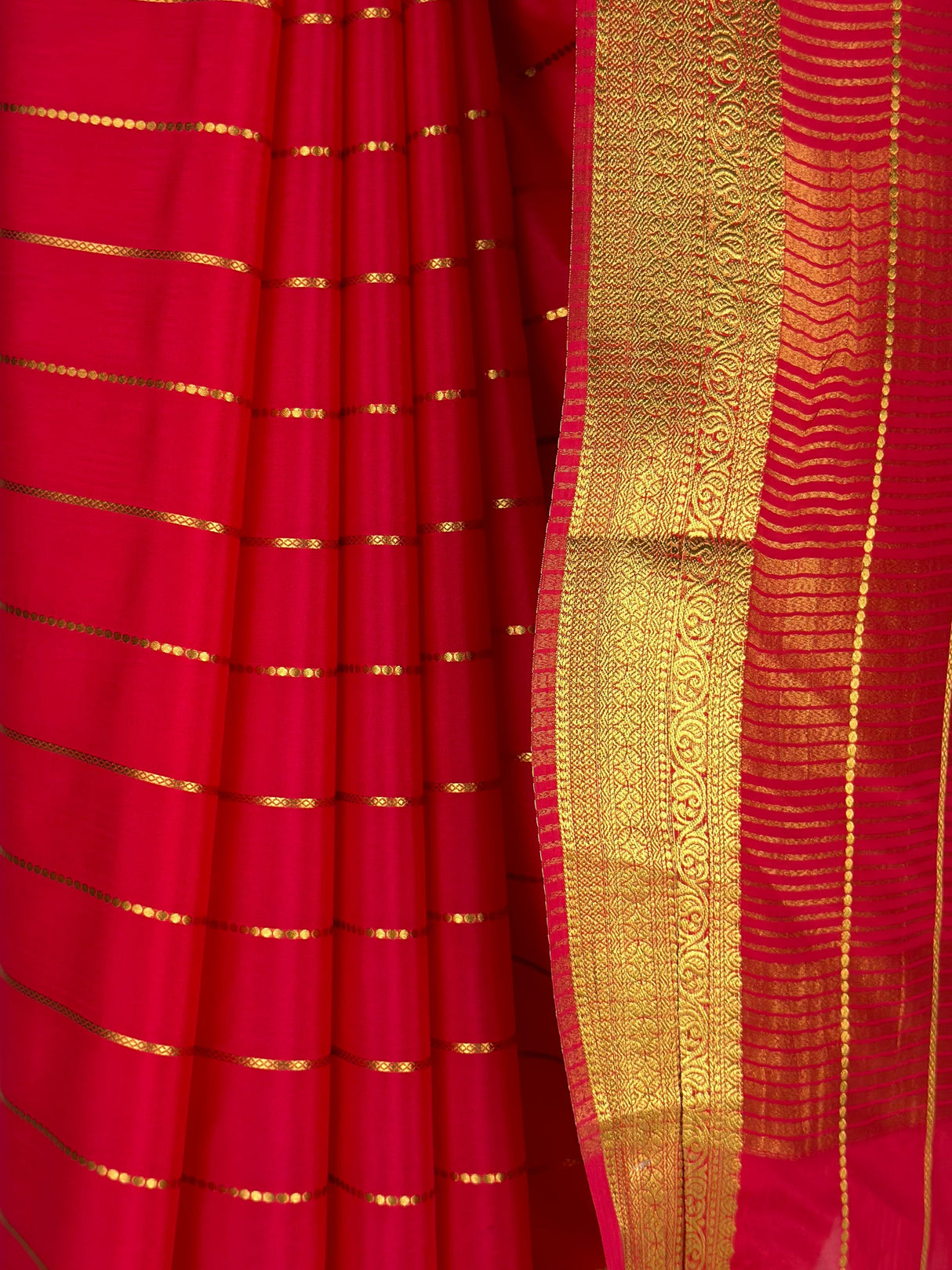 MIMOSA Strawberry Mysore Silk Crepe Saree — fleets shot full lifestyle