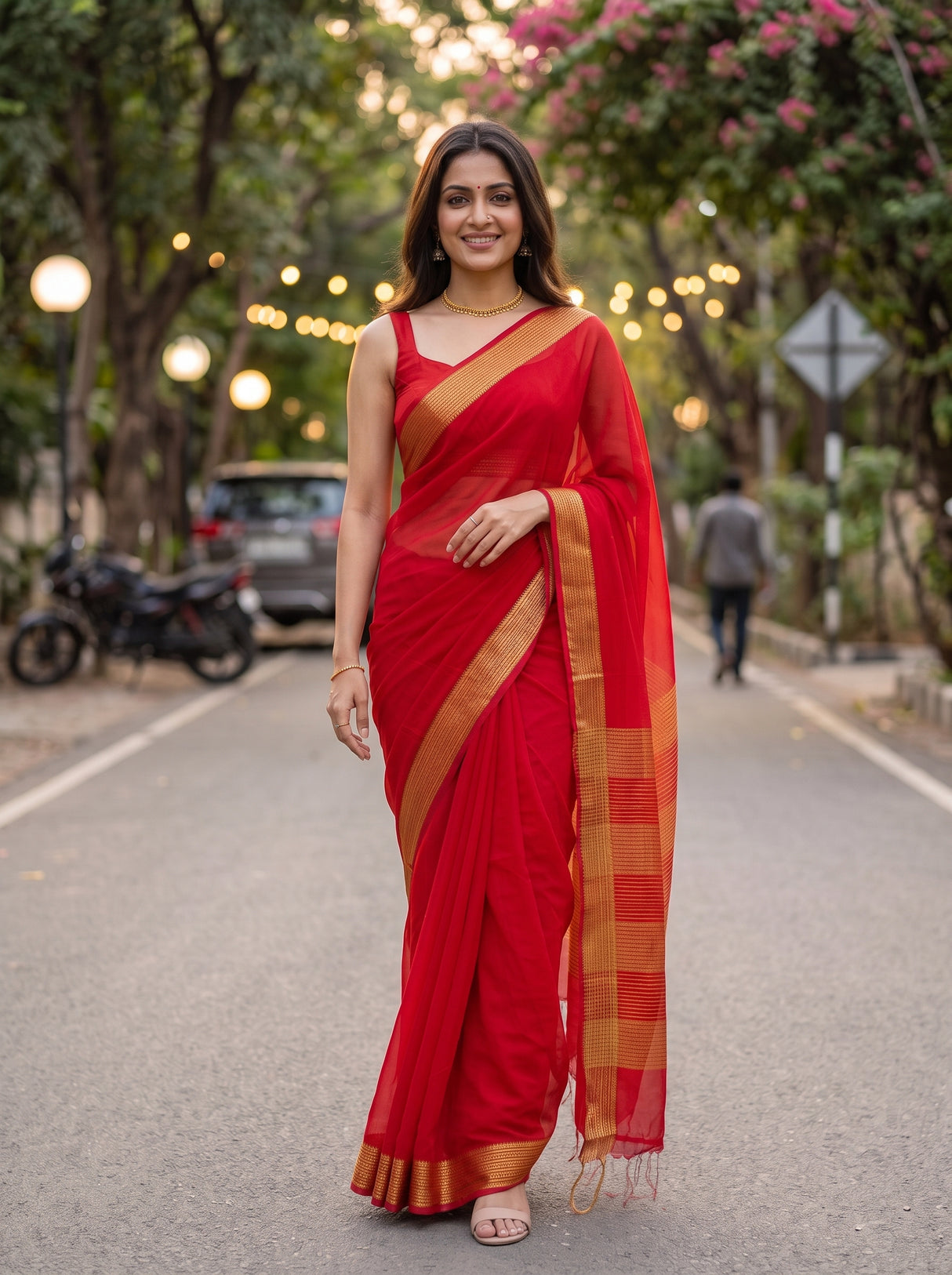 MIMOSA Red Saree Saree — pose 6 styling detail