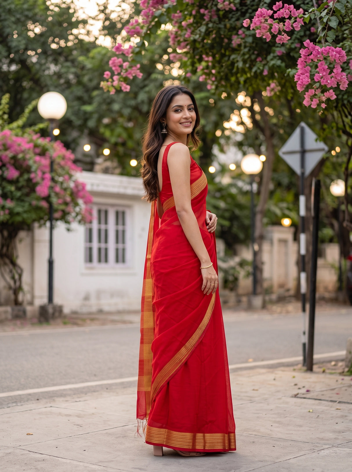 MIMOSA Red Saree Saree — pose 7 styling detail