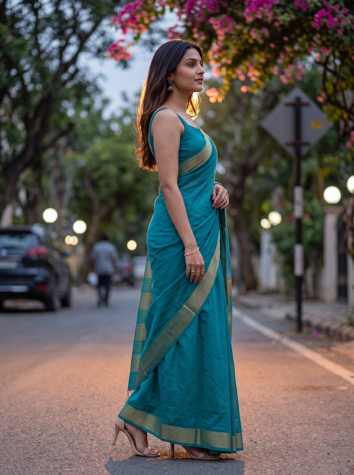 MIMOSA Sapphire Saree Saree — pose 3 styling detail