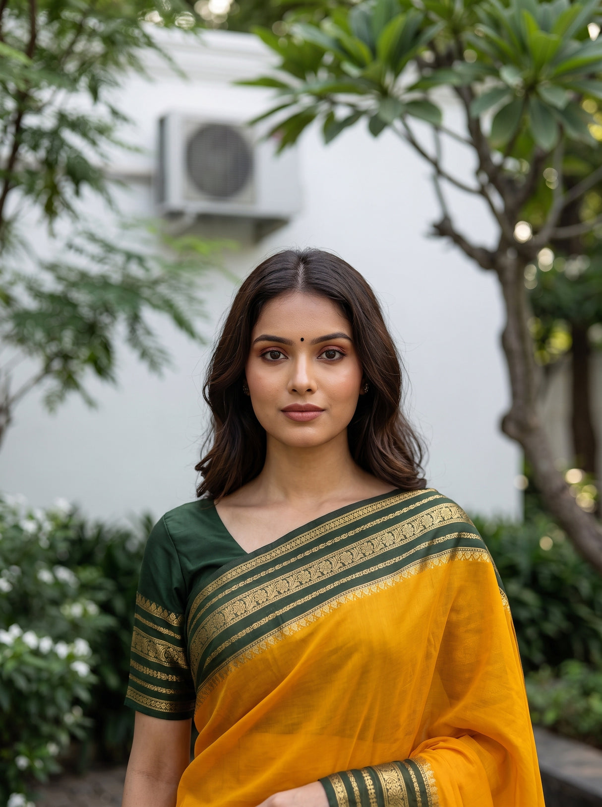 MIMOSA Gold Mysore Silk Crepe Saree — pose 10 styling detail