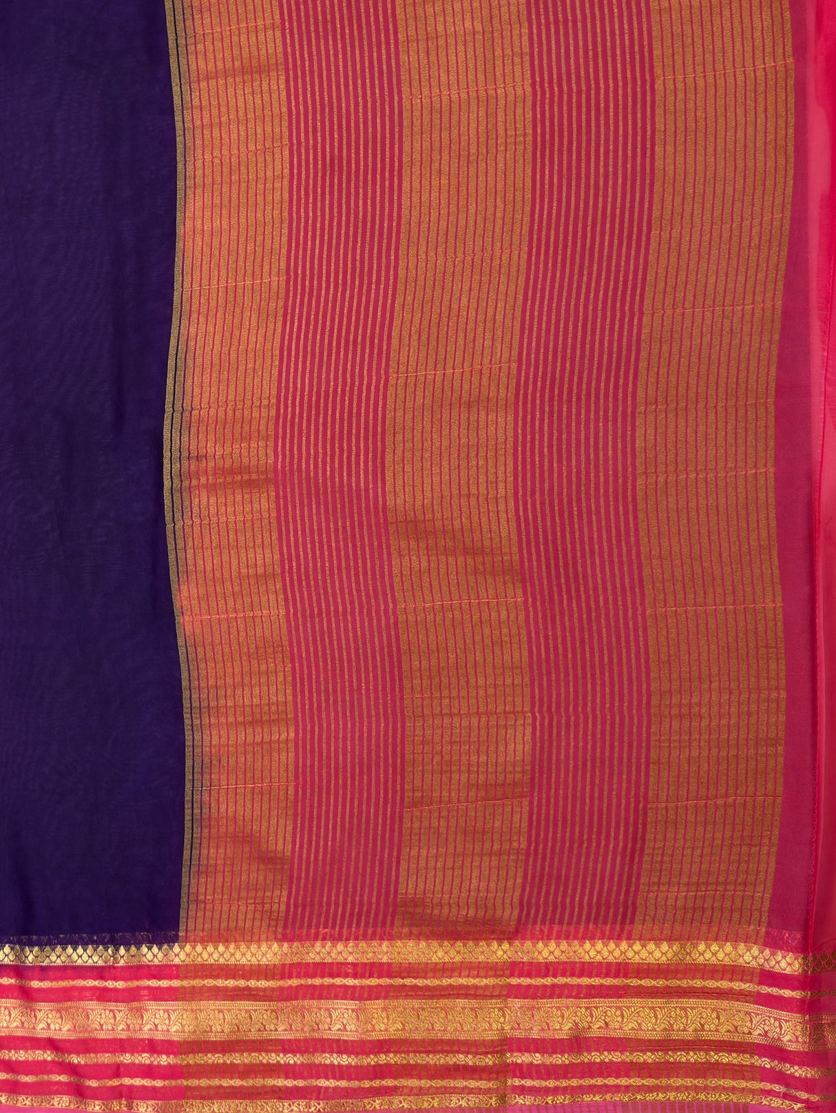MIMOSA Navy Mysore Silk Crepe Saree — pallu and zari work detail