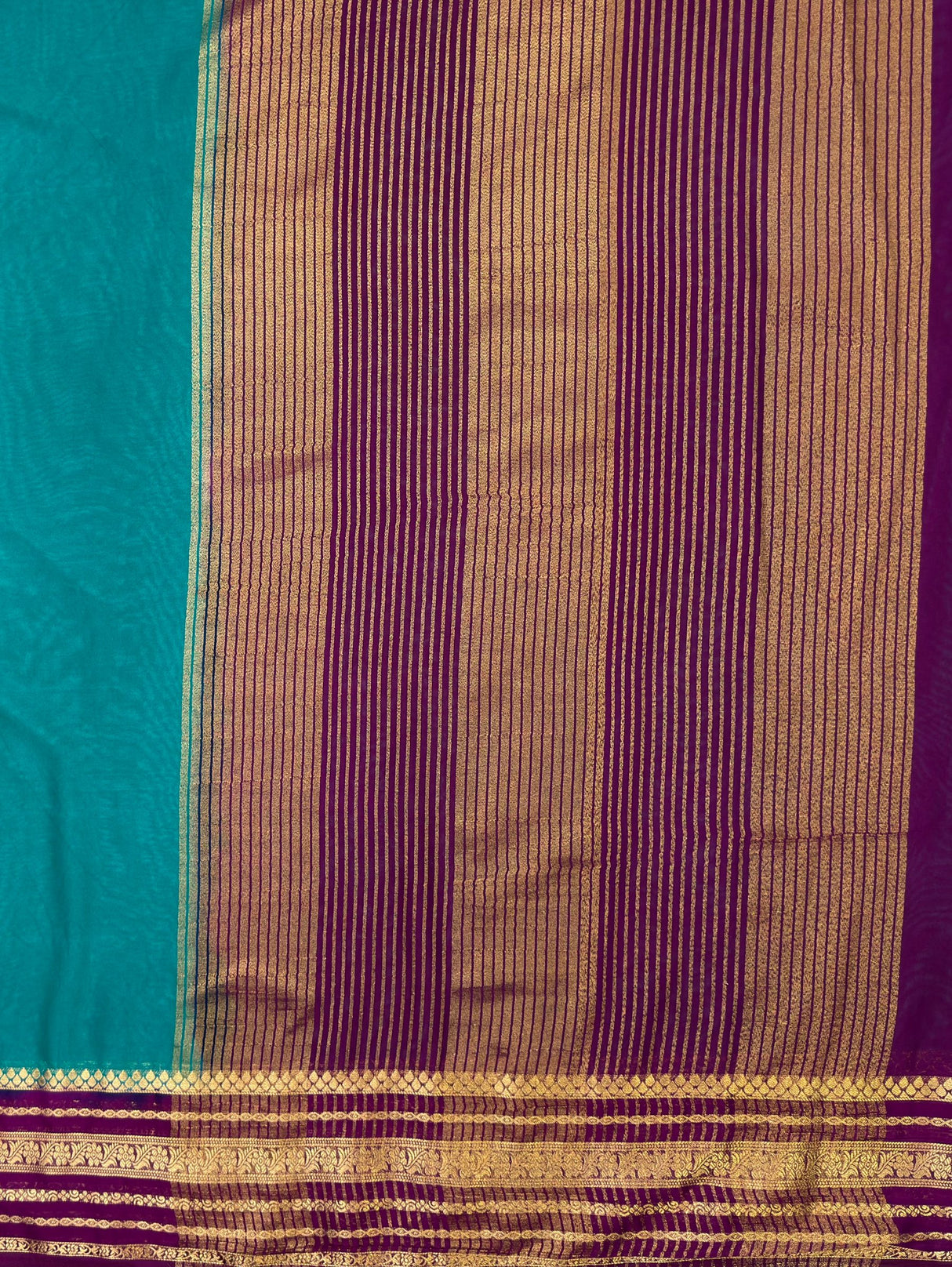 MIMOSA Sapphire Mysore Silk Crepe Saree — pallu and zari work detail