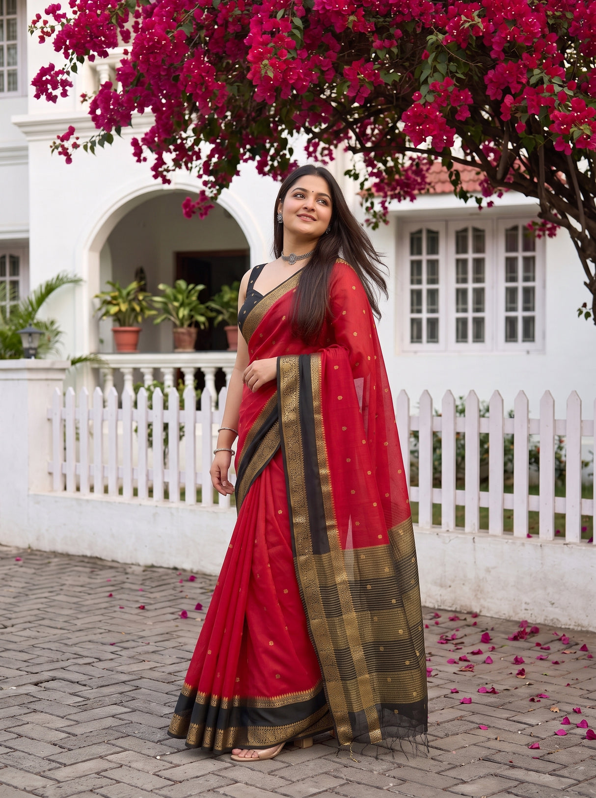 MIMOSA Maroon Mysore Silk Crepe Saree — pose 9 styling detail