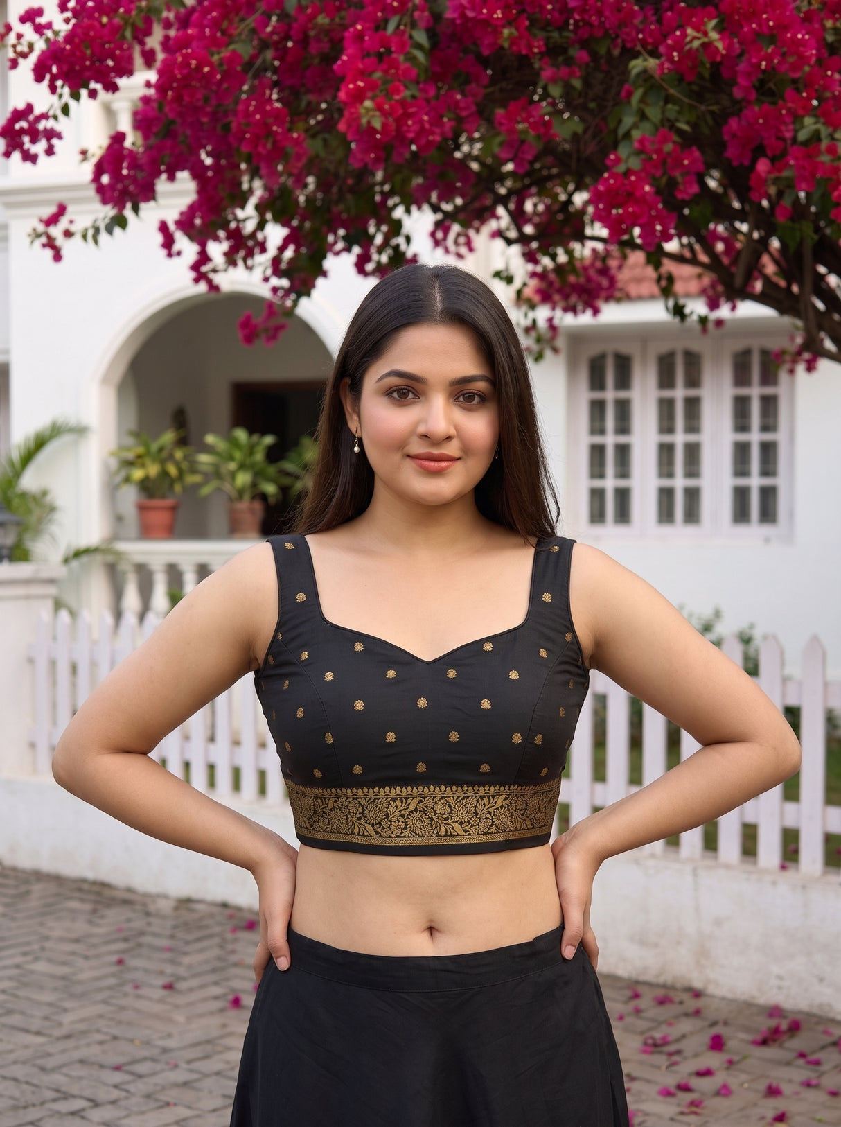MIMOSA Maroon Mysore Silk Crepe Saree — blouse close-up