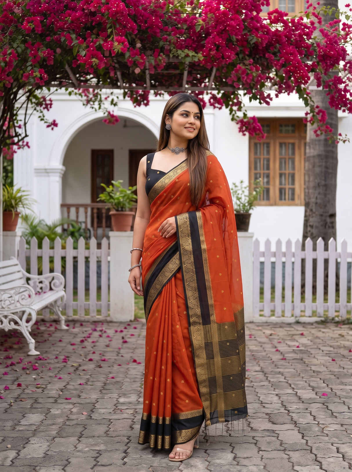 MIMOSA Mustard Mysore Silk Crepe Saree — pose 5 styling detail