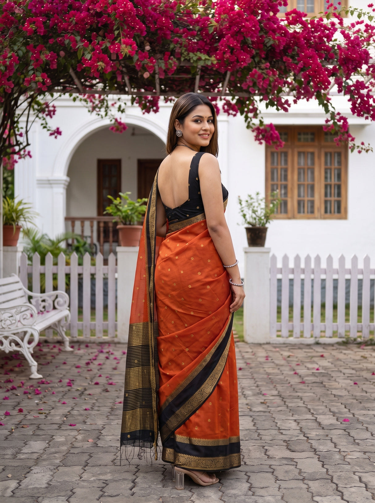 MIMOSA Mustard Mysore Silk Crepe Saree — pose 7 styling detail