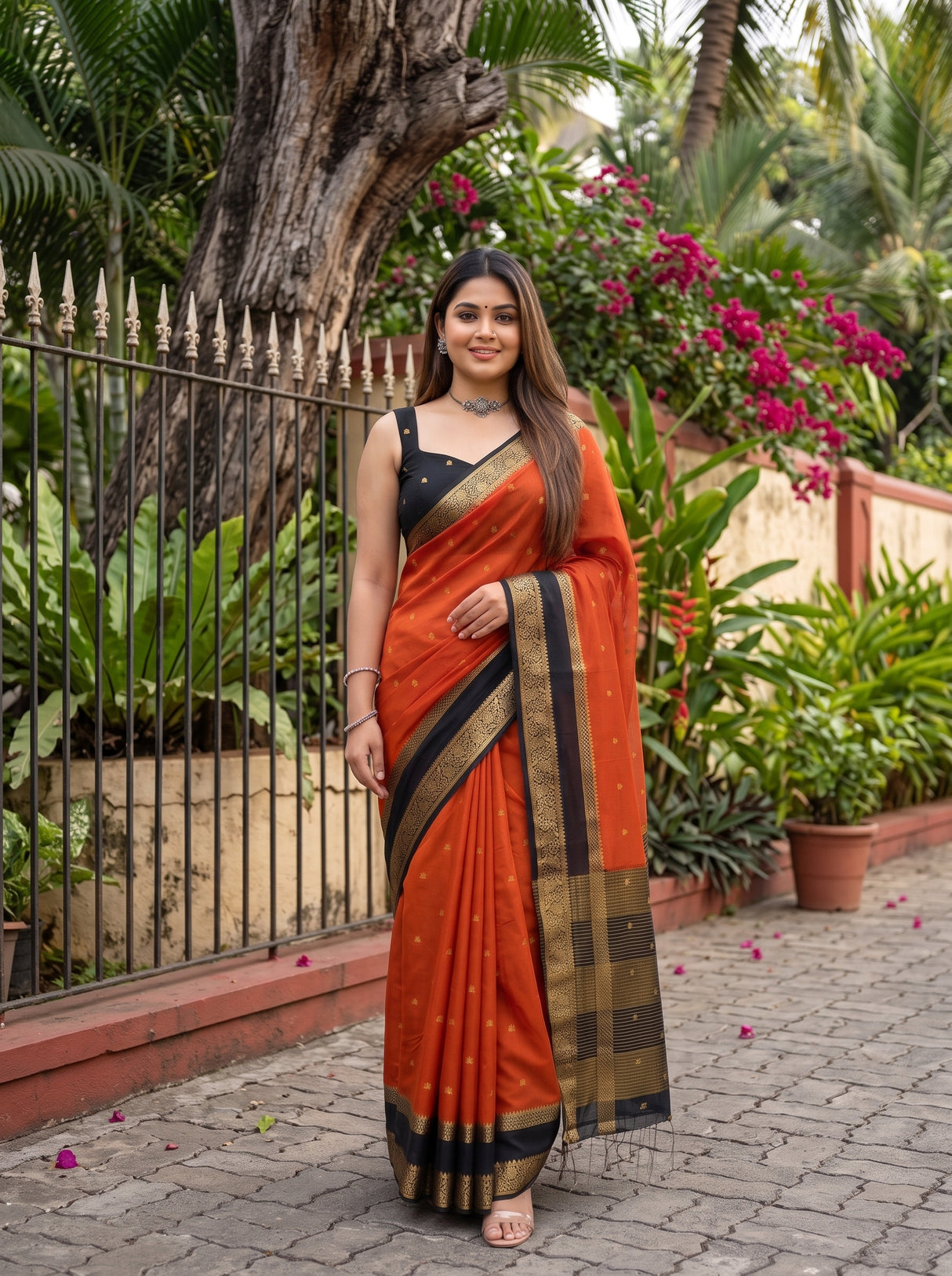 MIMOSA Mustard Mysore Silk Crepe Saree — pose 9 styling detail