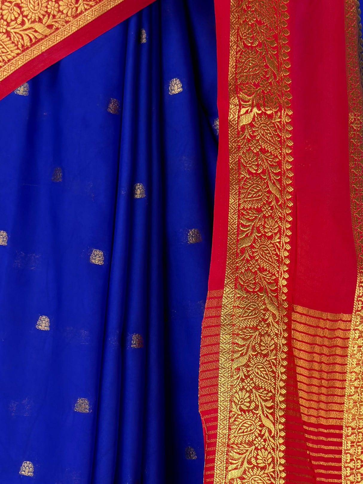 MIMOSA Royal Blue Mysore Silk Crepe Saree — fleets shot full lifestyle