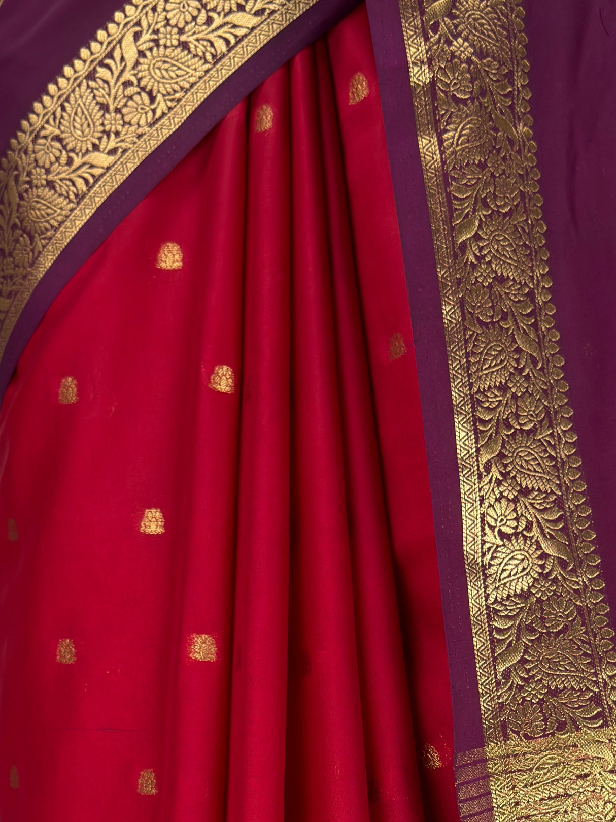 MIMOSA Strawberry Mysore Silk Crepe Saree — fleets shot full lifestyle