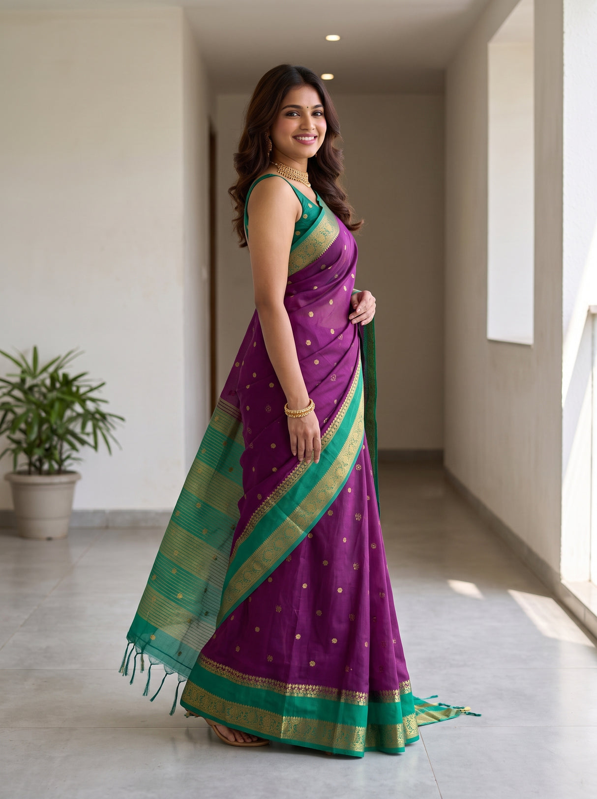 MIMOSA Magenta Saree Saree — pose 3 styling detail