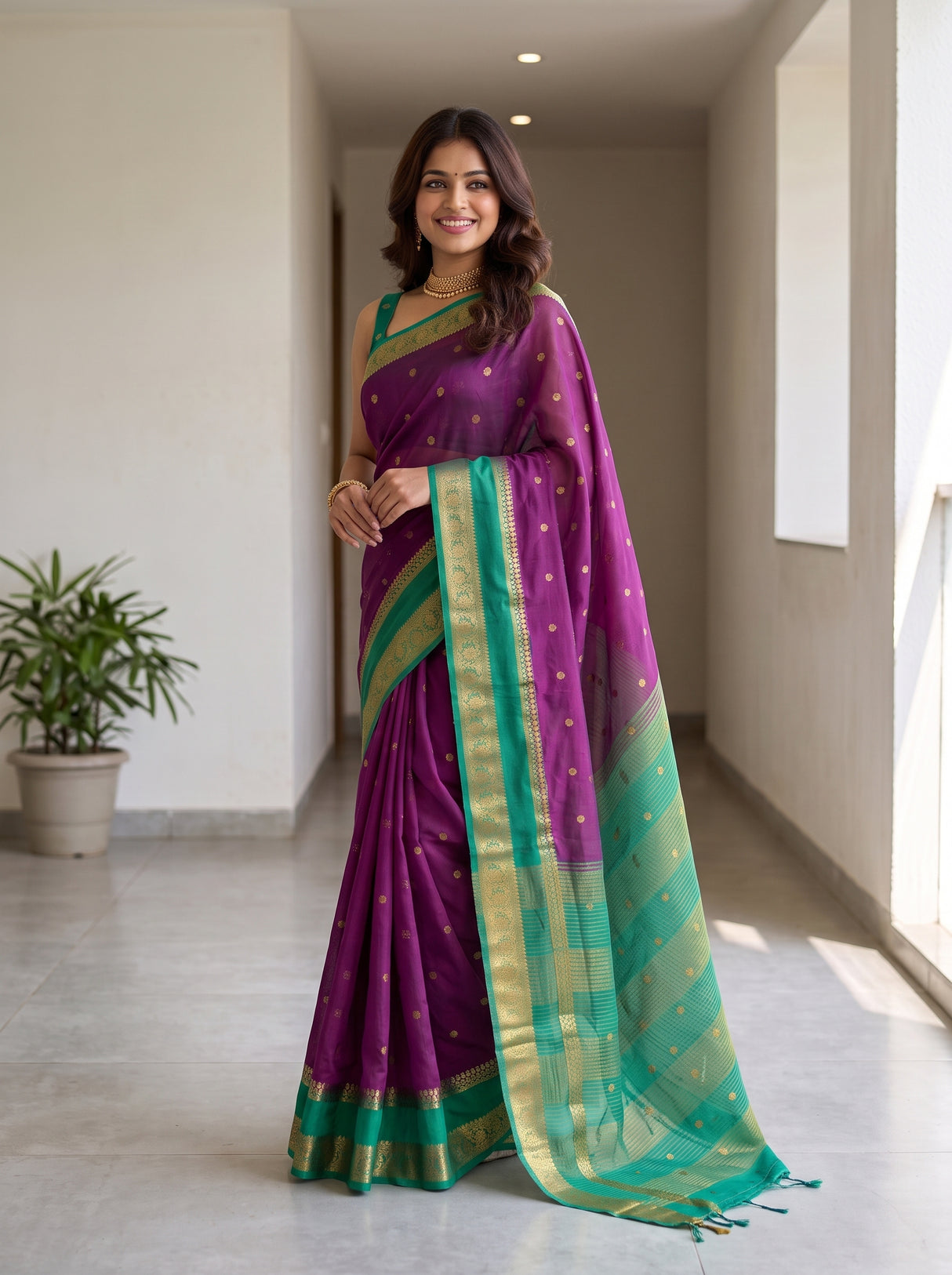 MIMOSA Magenta Saree Saree — pose 5 styling detail