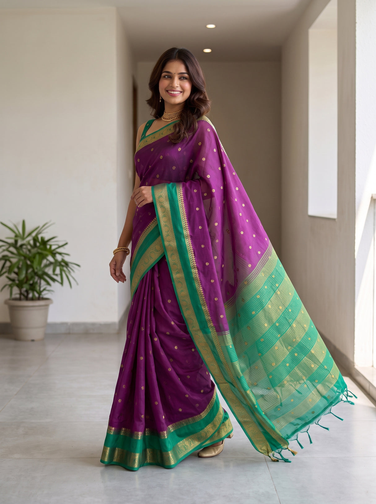 MIMOSA Magenta Saree Saree — pose 6 styling detail