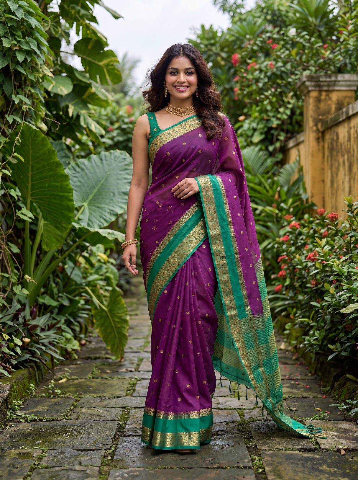MIMOSA Magenta Saree Saree — pose 7 styling detail