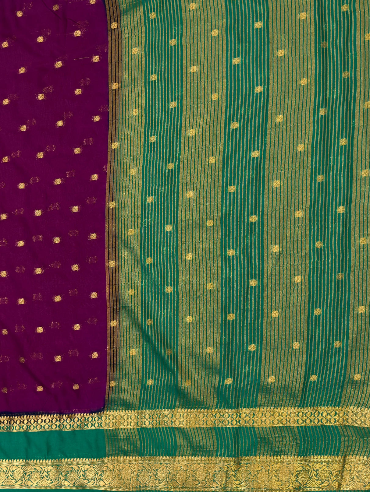 MIMOSA Magenta Saree Saree — pallu and zari work detail