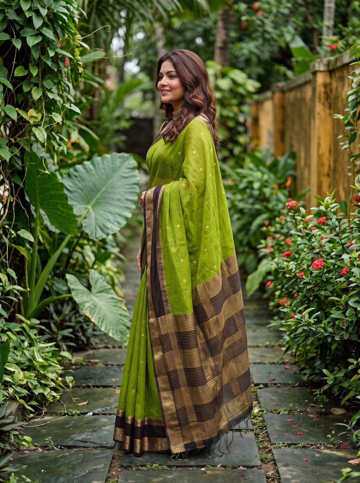 MIMOSA Olive Saree Saree — pose 3 styling detail