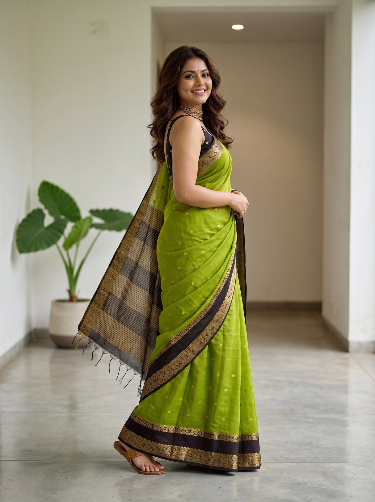 MIMOSA Olive Saree Saree — pose 4 styling detail
