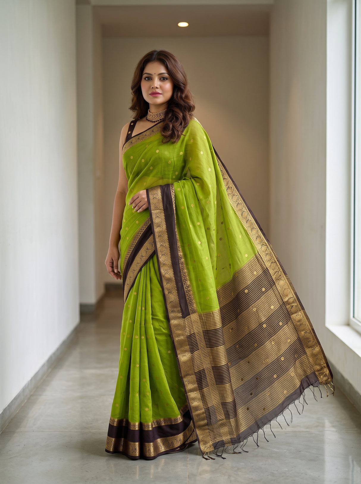 MIMOSA Olive Saree Saree — pose 5 styling detail