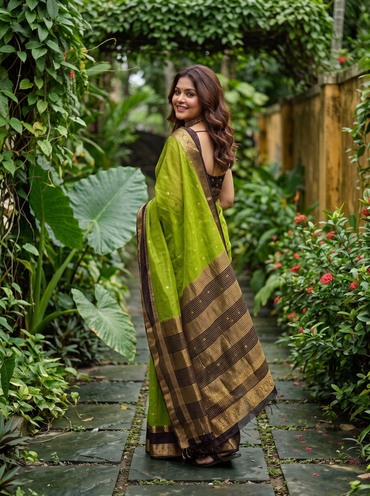 MIMOSA Olive Saree Saree — pose 9 styling detail