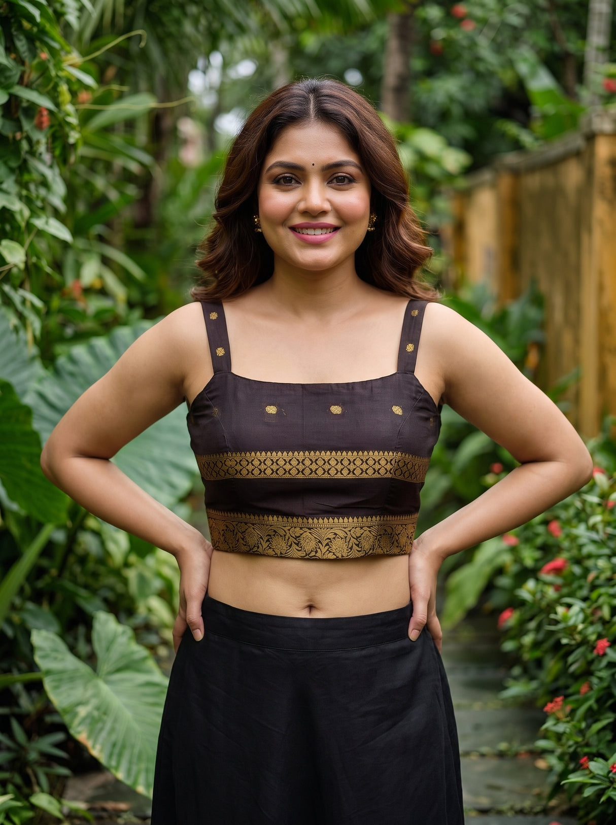 MIMOSA Olive Saree Saree — blouse close-up