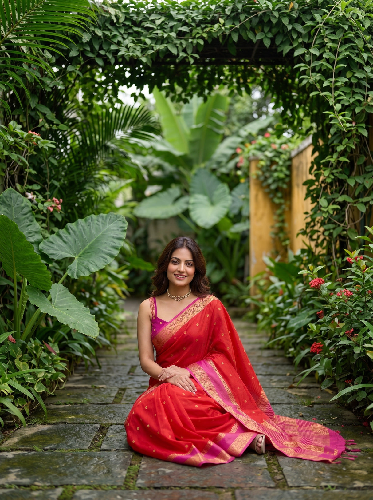 MIMOSA Red Saree Saree — pose 8 styling detail