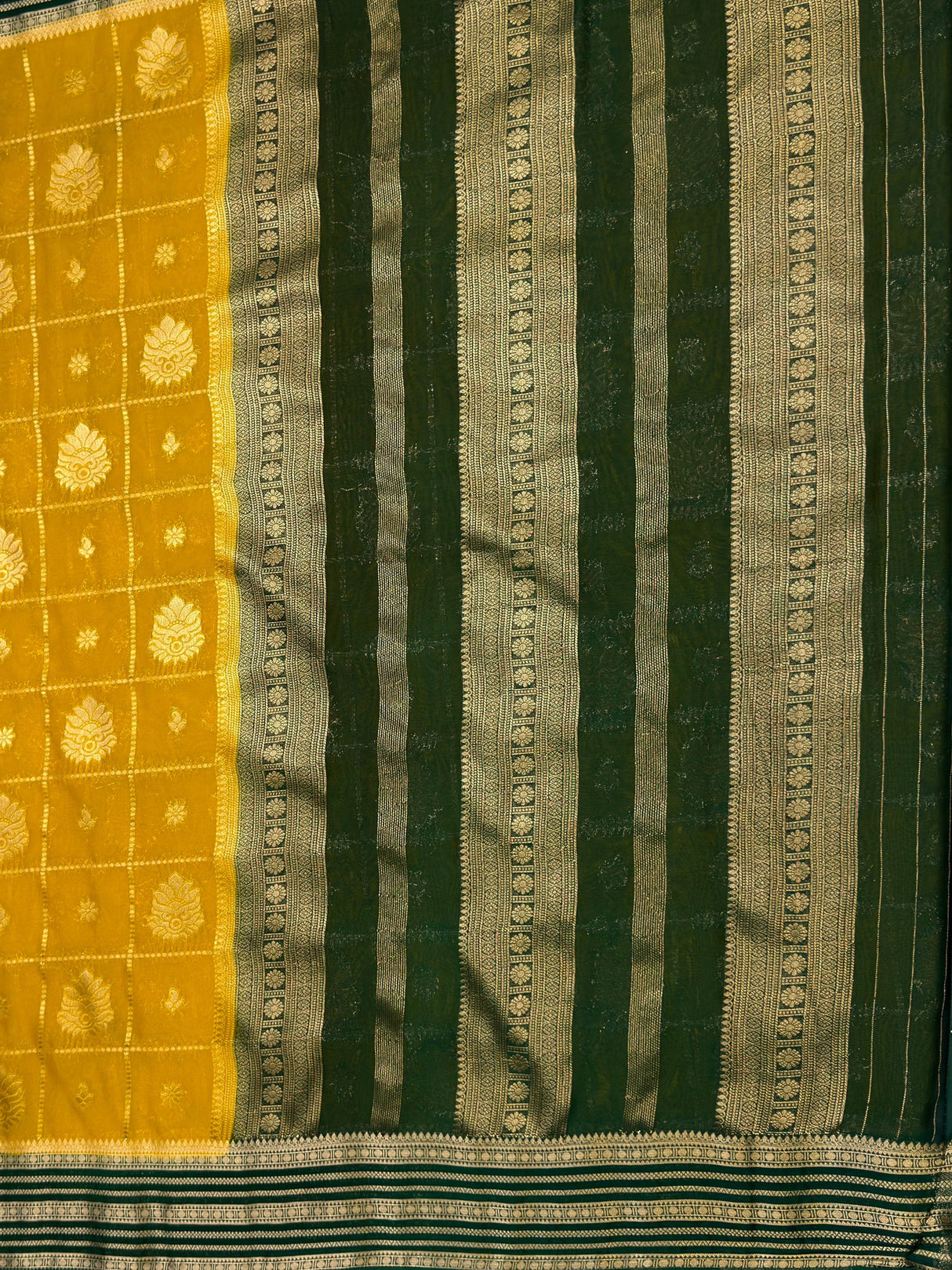 MIMOSA Gold Saree Saree — pallu and zari work detail