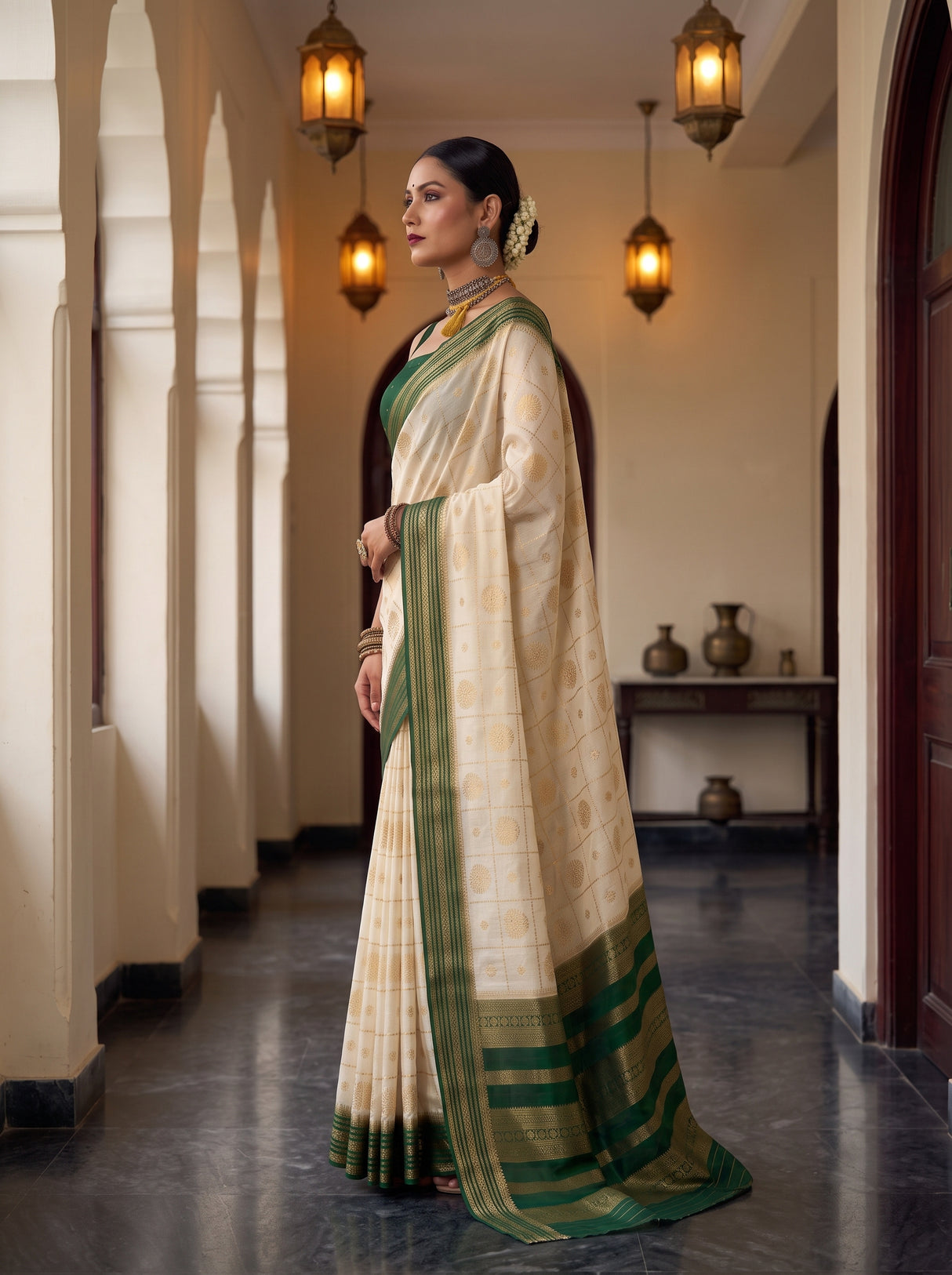 MIMOSA Half White Saree Saree — pose 3 styling detail