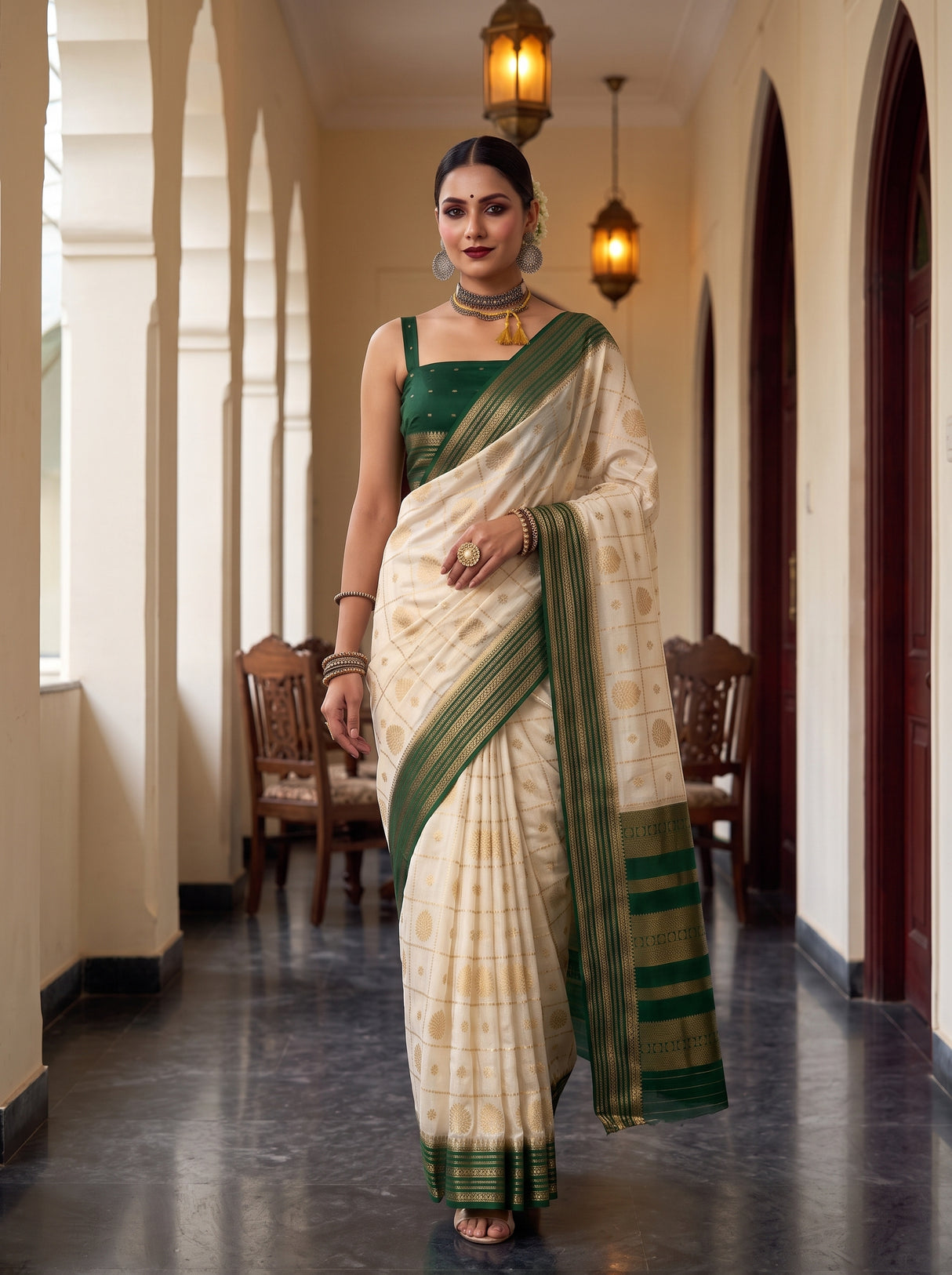 MIMOSA Half White Saree Saree — pose 6 styling detail