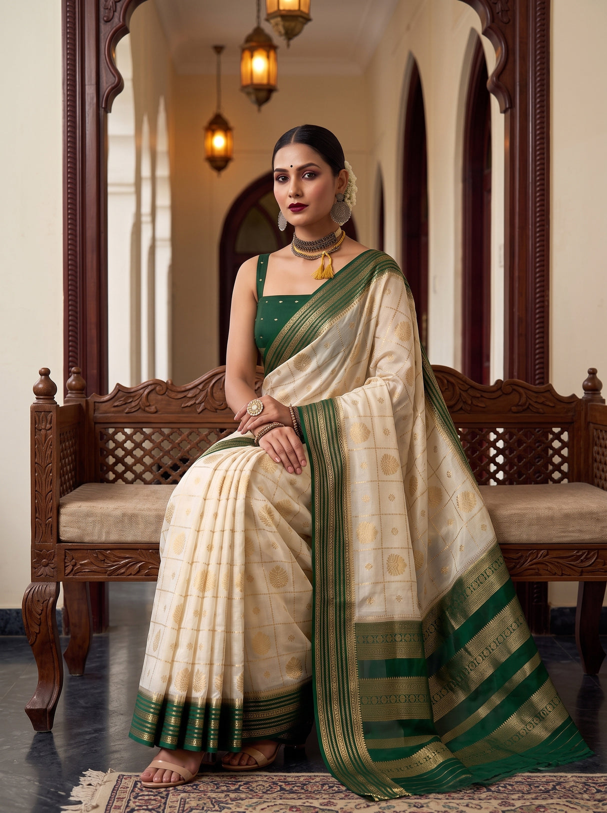 MIMOSA Half White Saree Saree — pose 8 styling detail