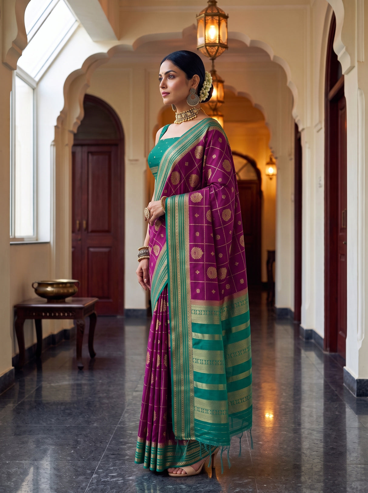 MIMOSA Magenta Saree Saree — pose 3 styling detail