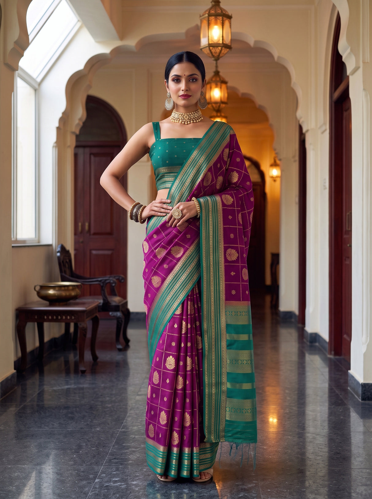 MIMOSA Magenta Saree Saree — pose 4 styling detail