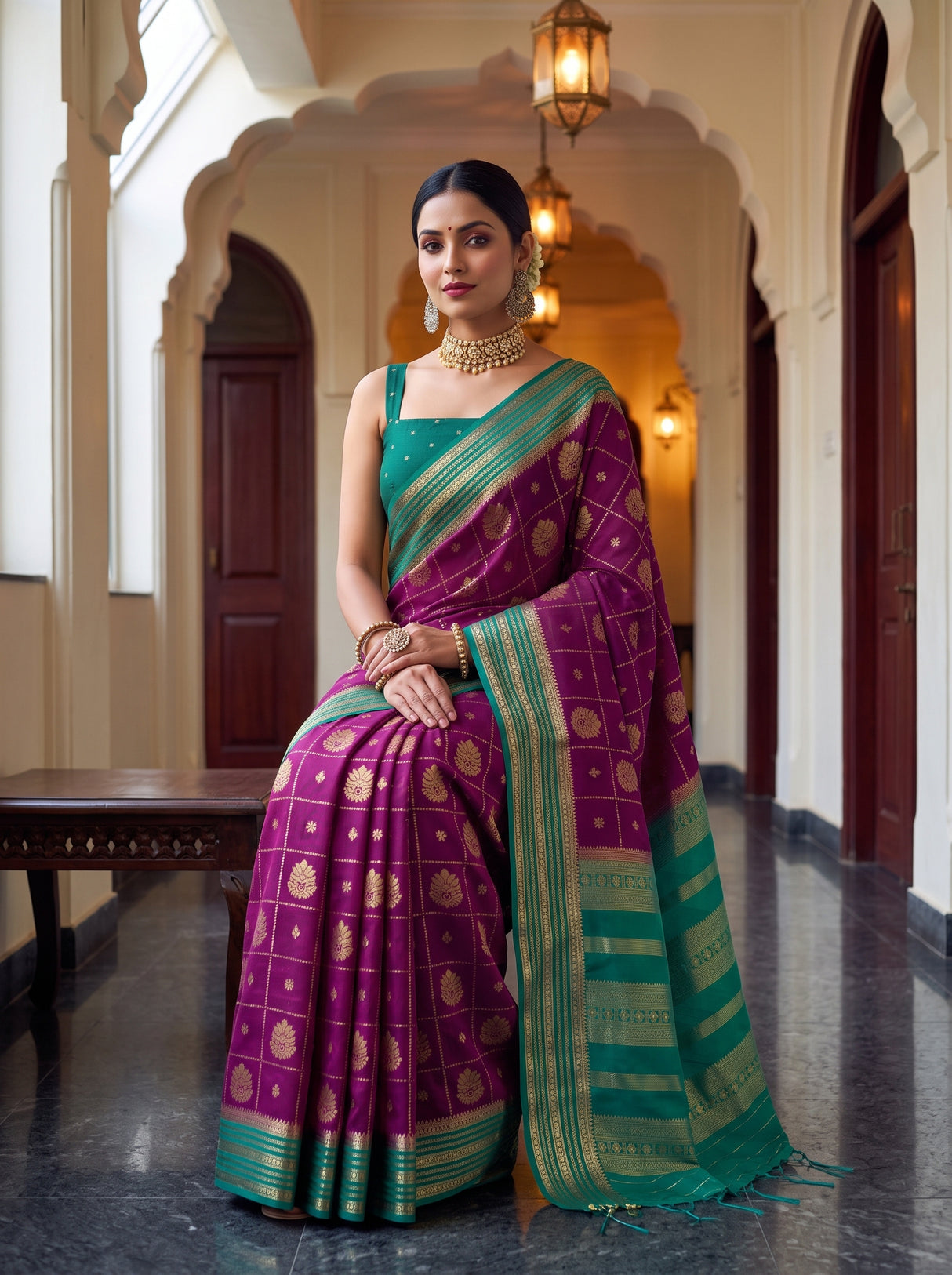 MIMOSA Magenta Saree Saree — pose 8 styling detail