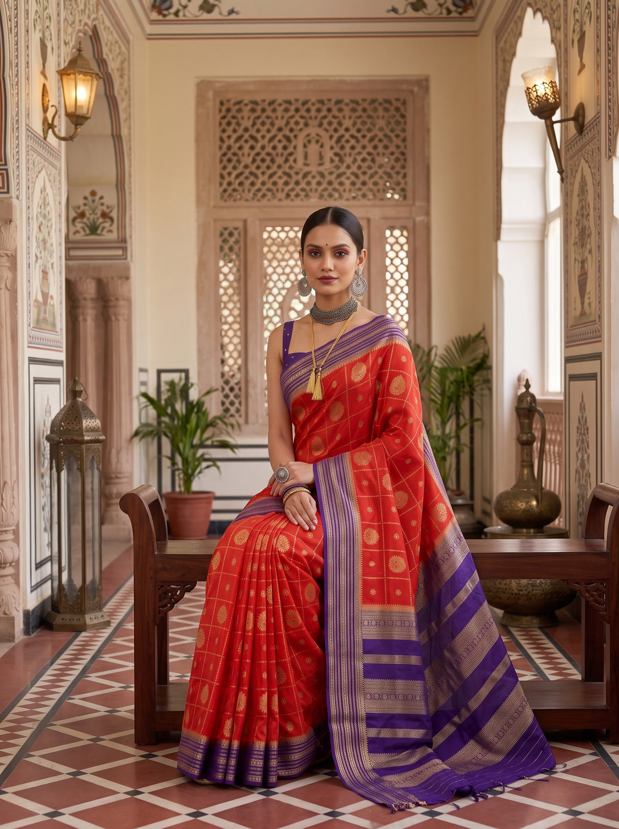 MIMOSA Orange Saree Saree — pose 8 styling detail