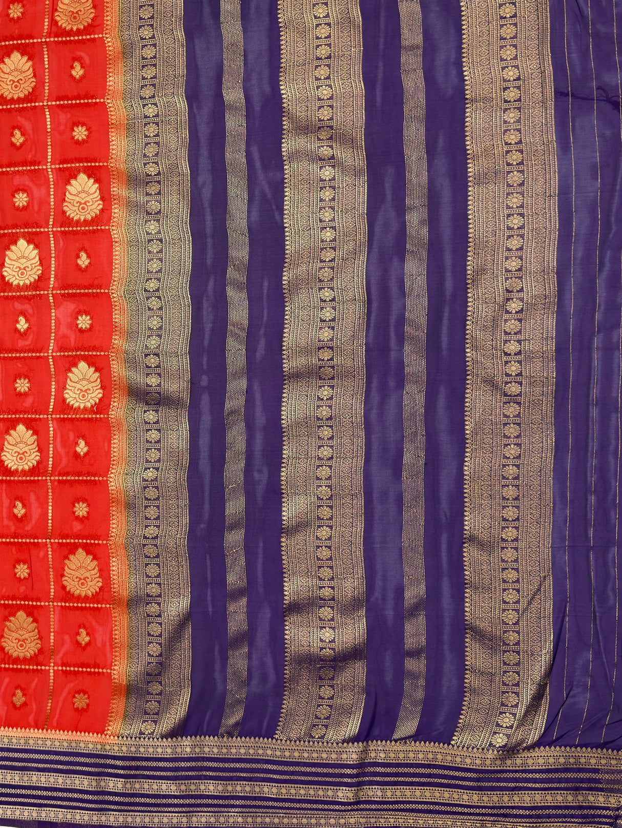 MIMOSA Orange Saree Saree — pallu and zari work detail