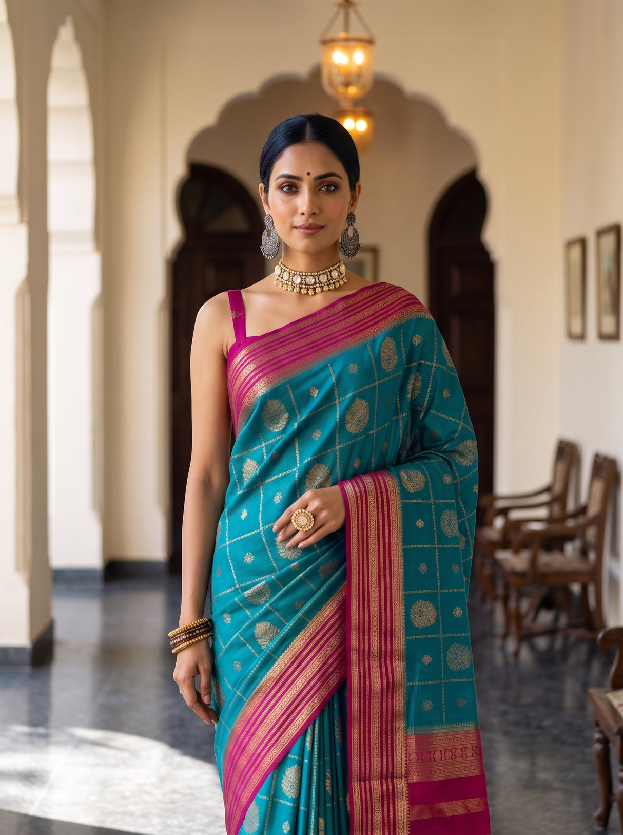 MIMOSA Sapphire Saree Saree — pose 10 styling detail