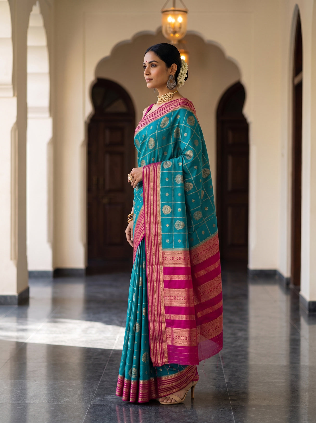 MIMOSA Sapphire Saree Saree — pose 3 styling detail