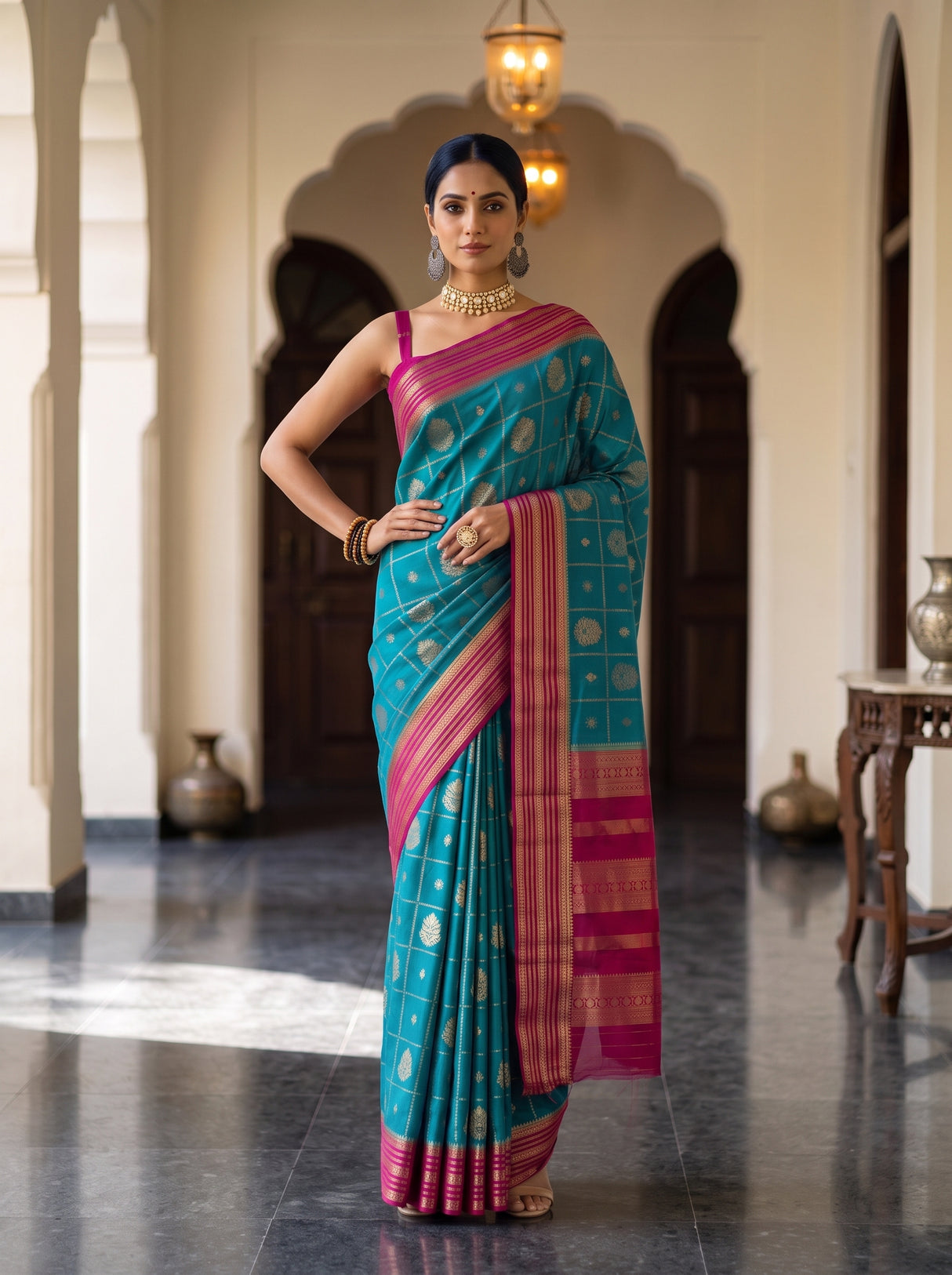 MIMOSA Sapphire Saree Saree — pose 4 styling detail
