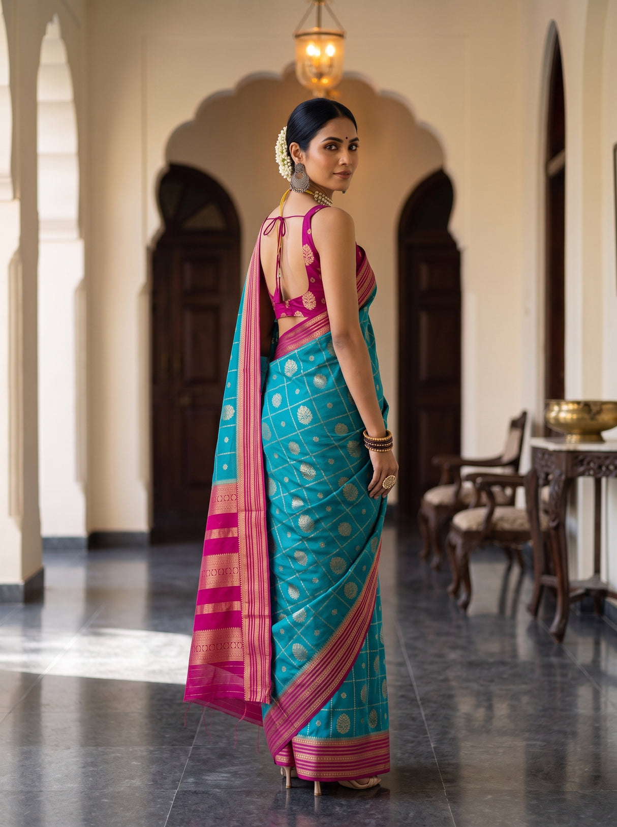 MIMOSA Sapphire Saree Saree — pose 7 styling detail
