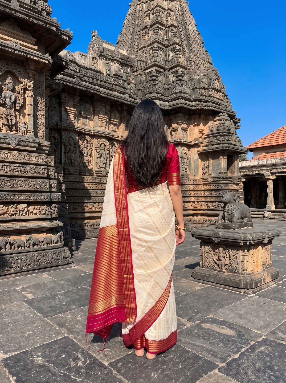 MIMOSA Half White Saree Saree — pose 2 styling detail