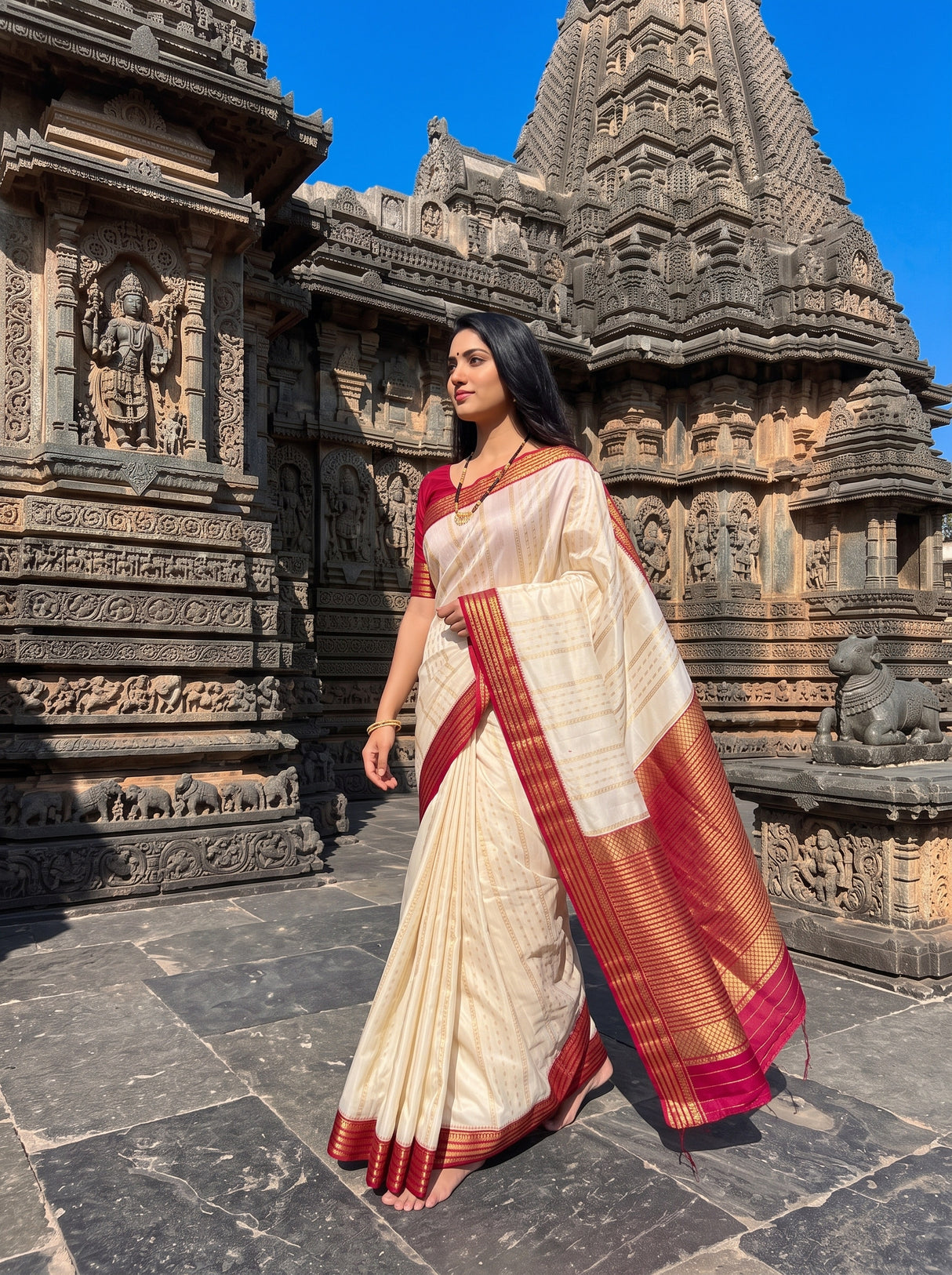 MIMOSA Half White Saree Saree — pose 4 styling detail