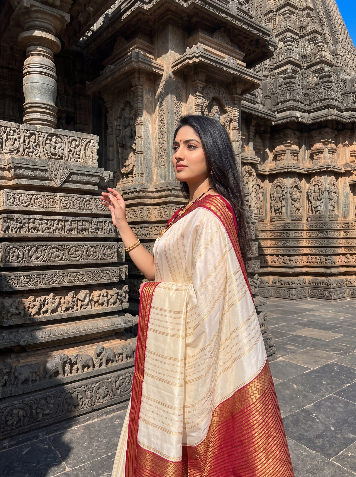 MIMOSA Half White Saree Saree — pose 6 styling detail