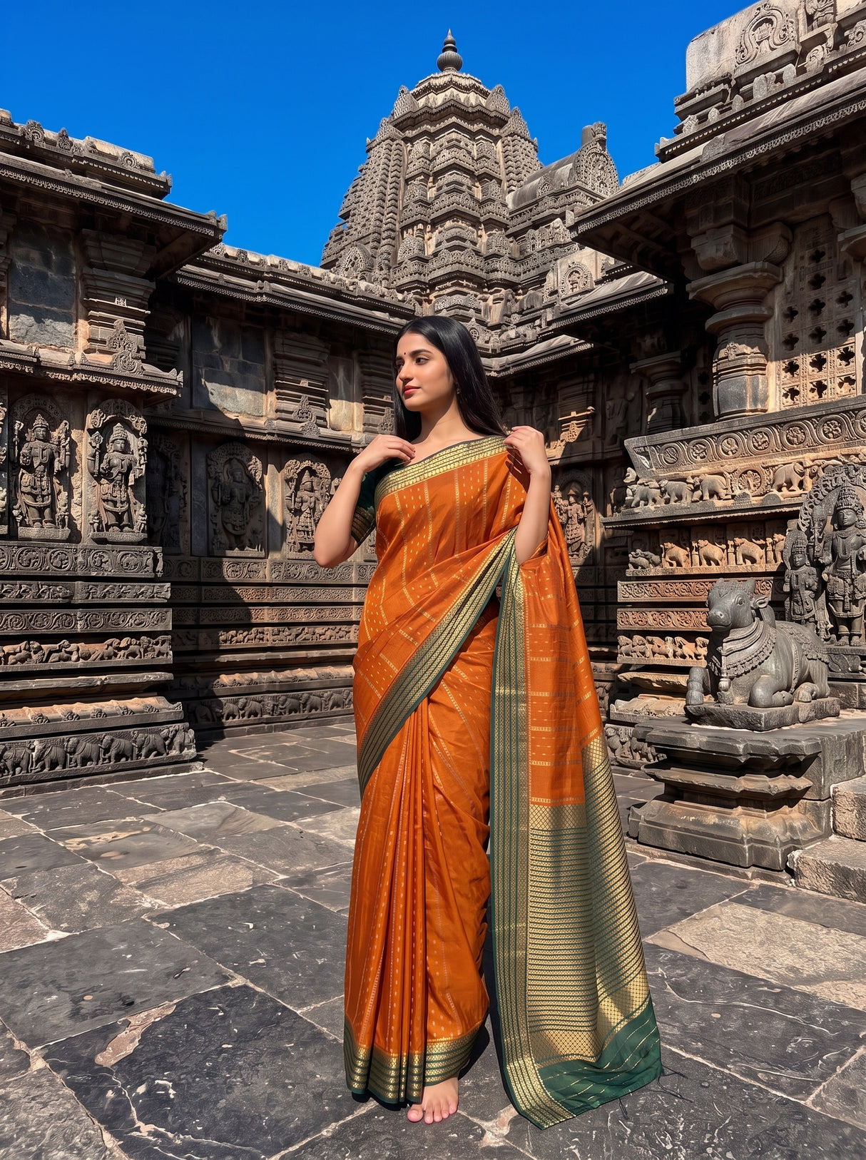 MIMOSA Mustard Saree Saree — pose 4 styling detail