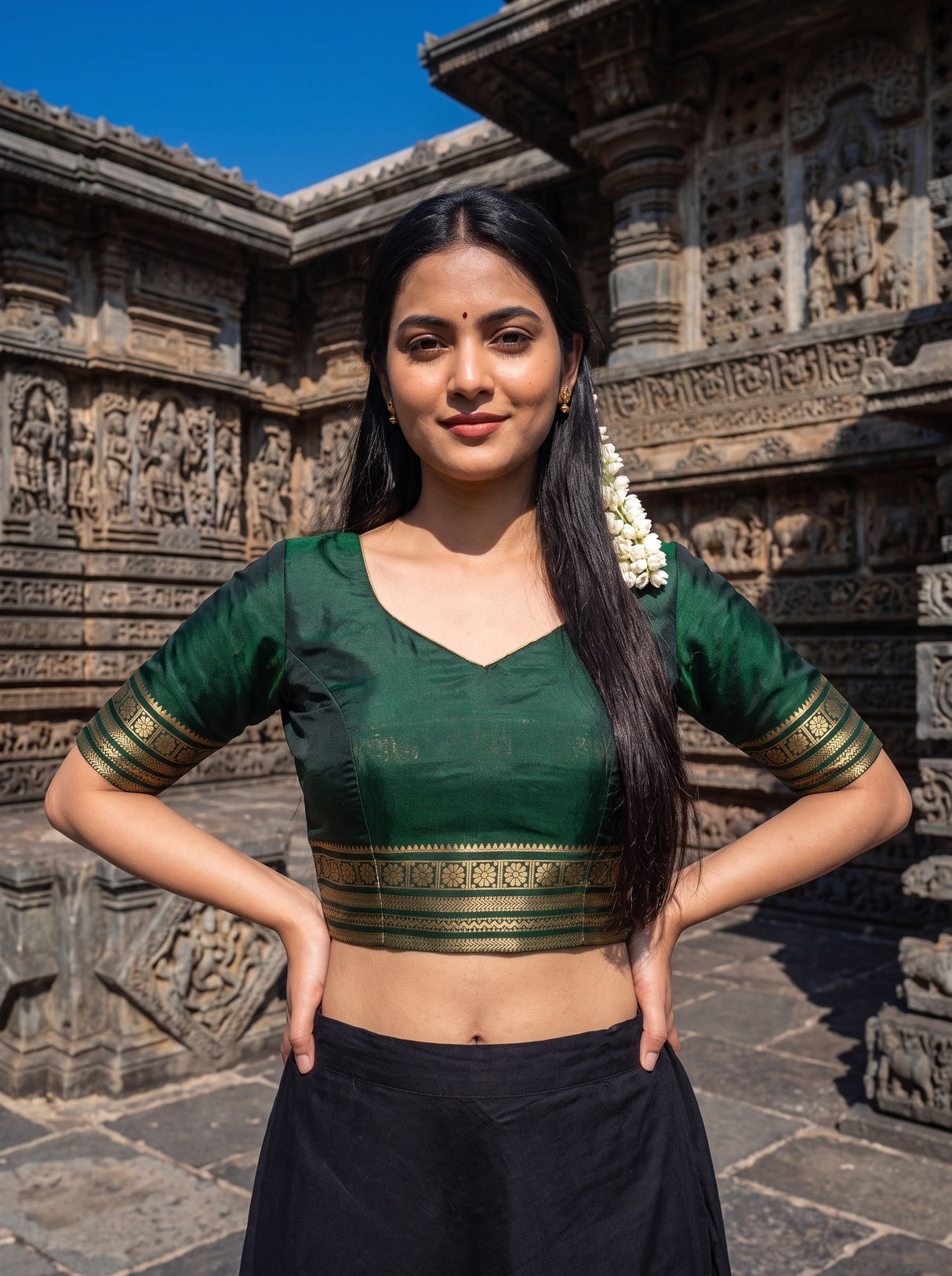 MIMOSA Mustard Saree Saree — blouse close-up