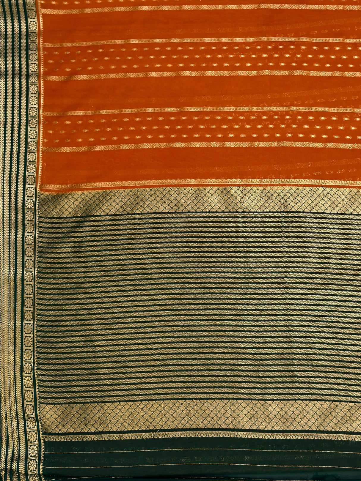 MIMOSA Mustard Saree Saree — pallu and zari work detail