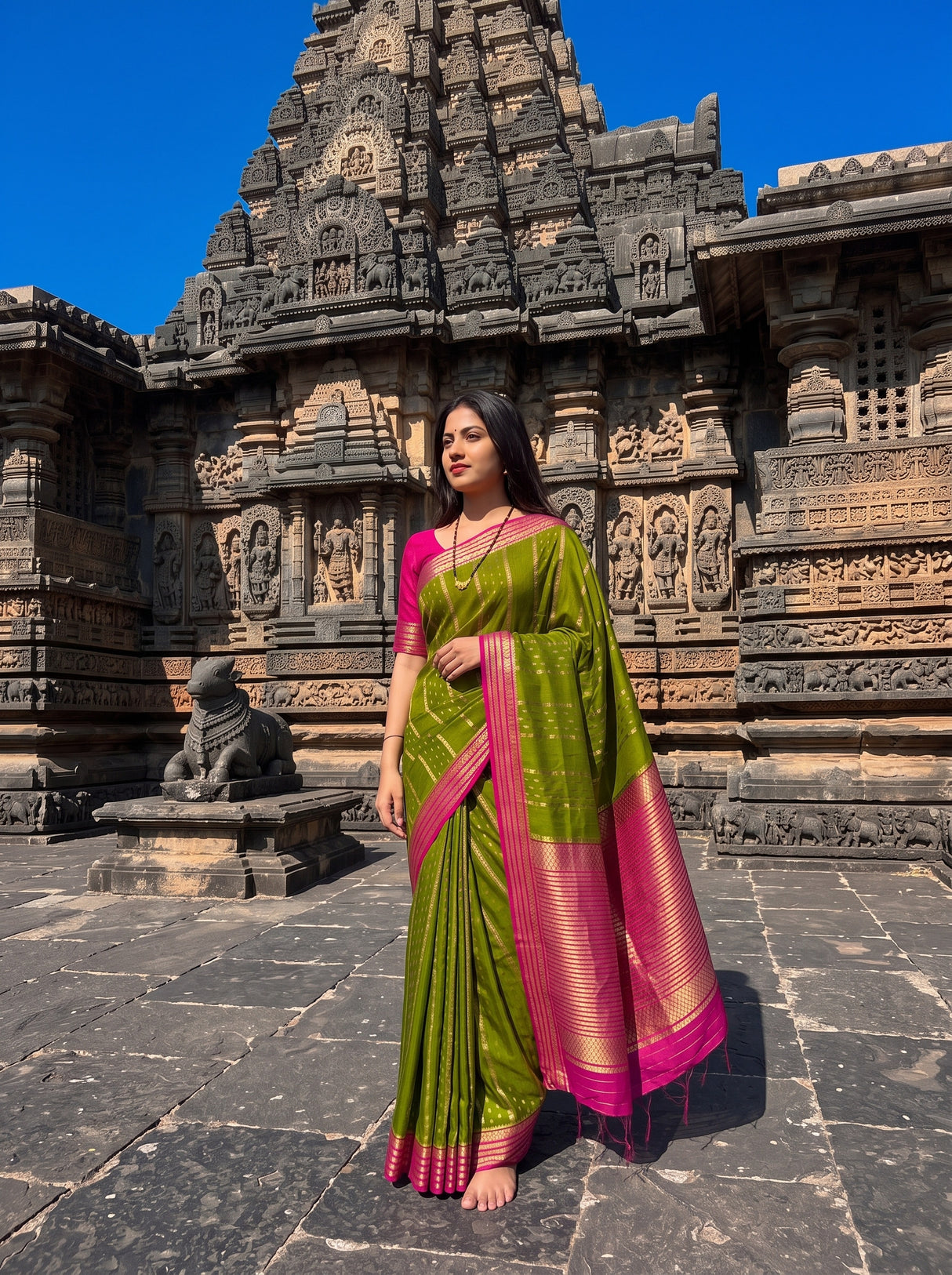 MIMOSA Olive Saree Saree — pose 4 styling detail