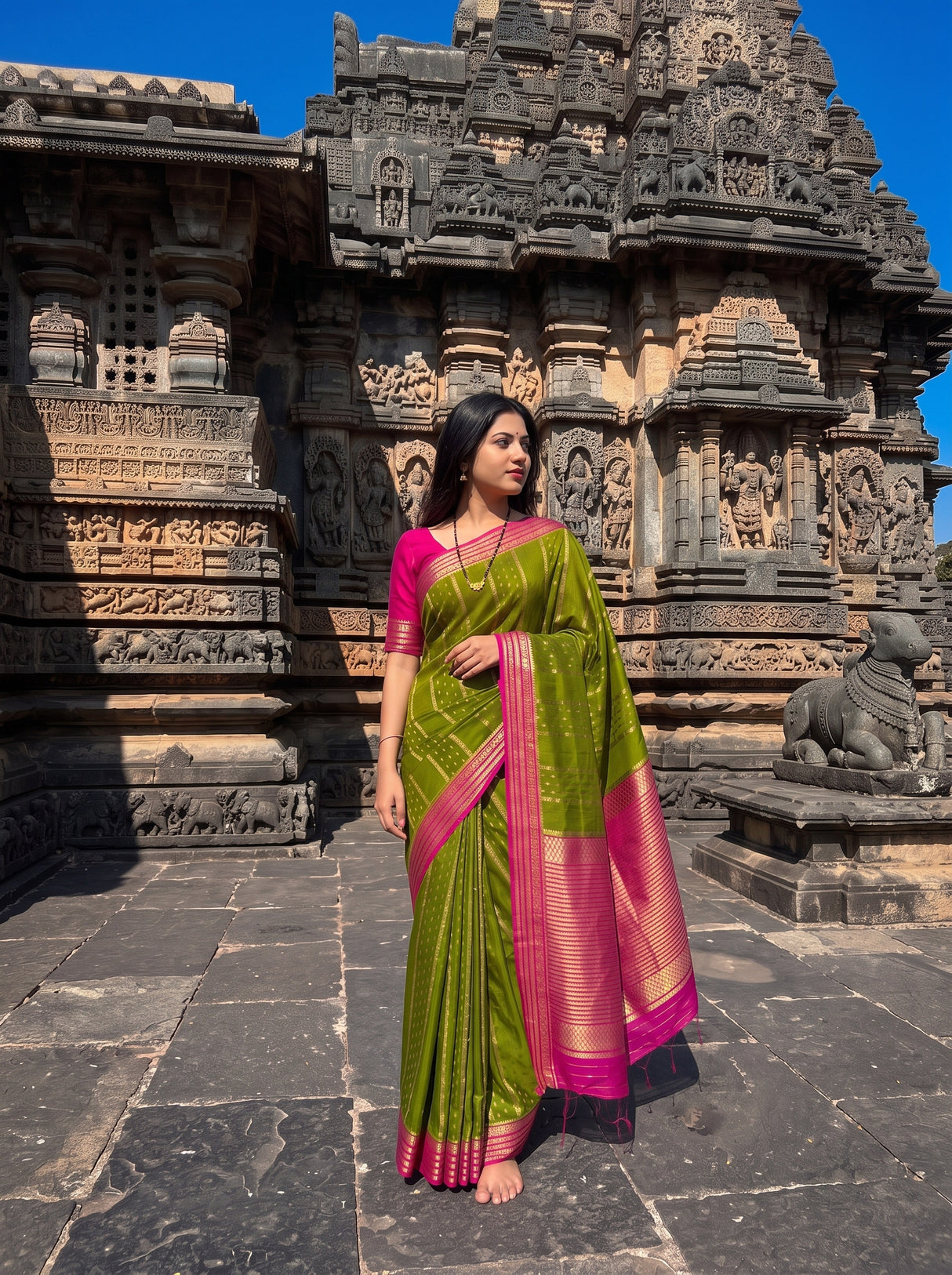 MIMOSA Olive Saree Saree — pose 5 styling detail
